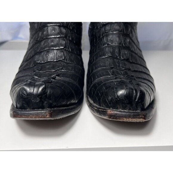 Lucchese Black Caiman Cowboy Boots Men’s Size 9D Exotic Western Leather Square main image 14